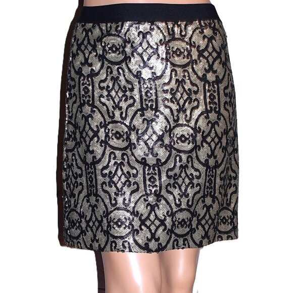 Max Studio Gold Black Sequin Skirt XS - Picture 1 of 7